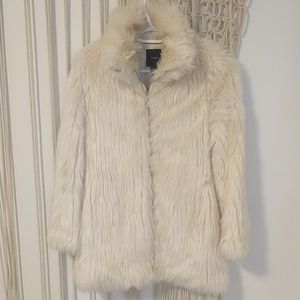 Faux fur ivory shag coat